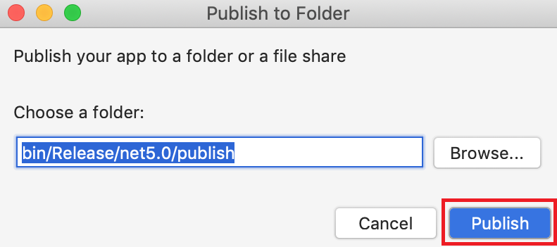 Visual Studio Publish to Folder dialog