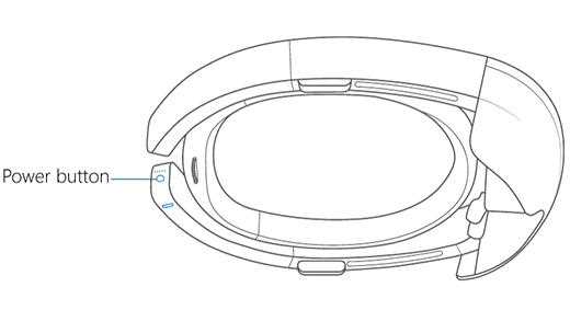 Obrázek znázorňující tlačítko napájení HoloLensu