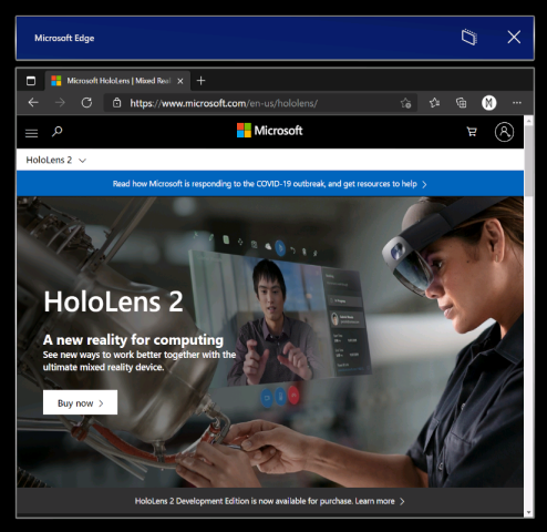 Snímek obrazovky s novým prohlížečem Microsoft Edge