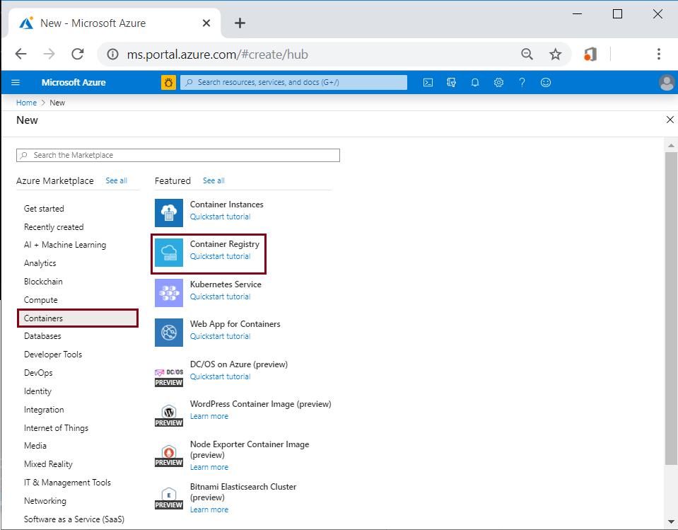 Create a new Azure Container Registry