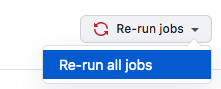 Screenshot that shows the Re-run jobs and Re-run all jobs buttons.