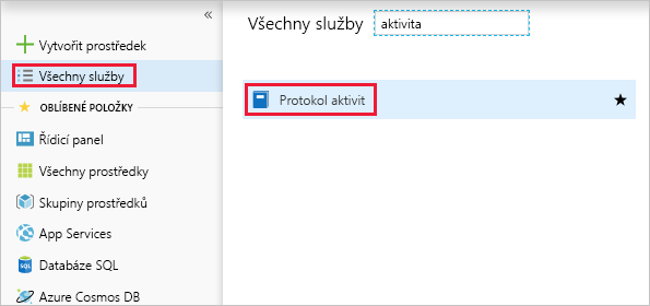 Screenshot of the Azure portal showing the location of Activity logs option.