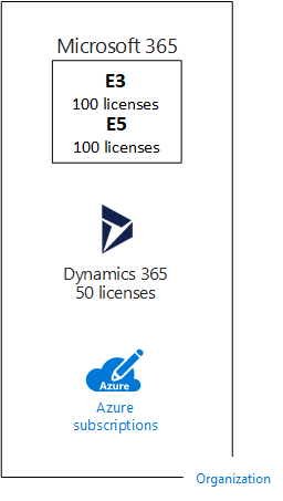 Příklad více licencí v rámci předplatných pro cloudové nabídky Microsoftu založené na SaaS.