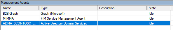 Tabulka se seznamem agentů pro správu podle názvu, typu, popisu a stavu