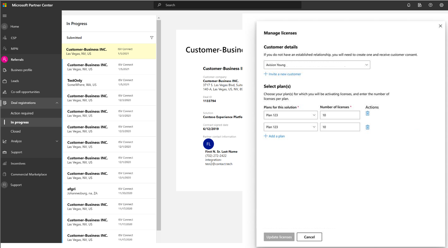 Snímek obrazovky znázorňující formulář, ve kterém můžete pozvat nového zákazníka k vyjádření souhlasu