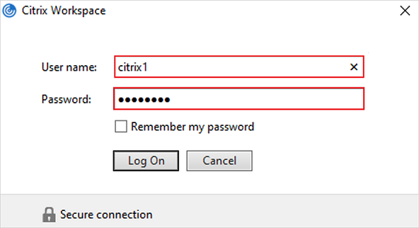 Zadání hesla aplikace Citrix.