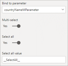 Screenshot that shows Select all for an M parameter.