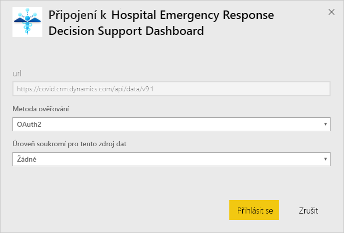 Hospital Emergency Response Decision Support Dashboard app authentication dialog