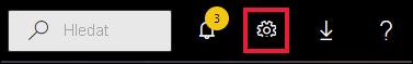 Screenshot showing the Power BI menu bar. The Search box and a few icon buttons are visible. The gear icon is called out.