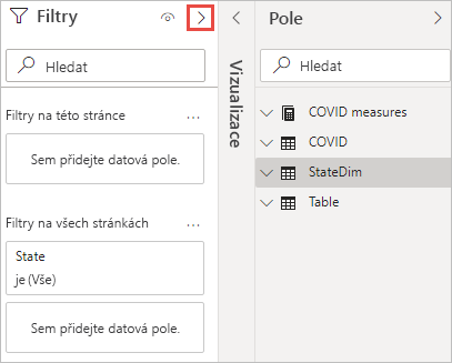 Screenshot showing how to Expand the Filters pane.