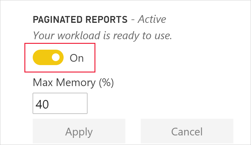 Paginated reports workload