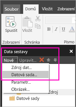 Screenshot that shows option to create new dataset.