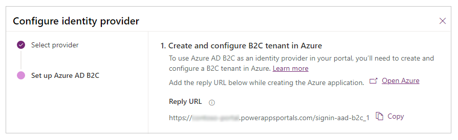 Konfigurace aplikace Azure AD B2C.
