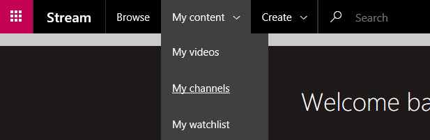 Snímek obrazovky ukazuje, kde vybrat Moje kanály.