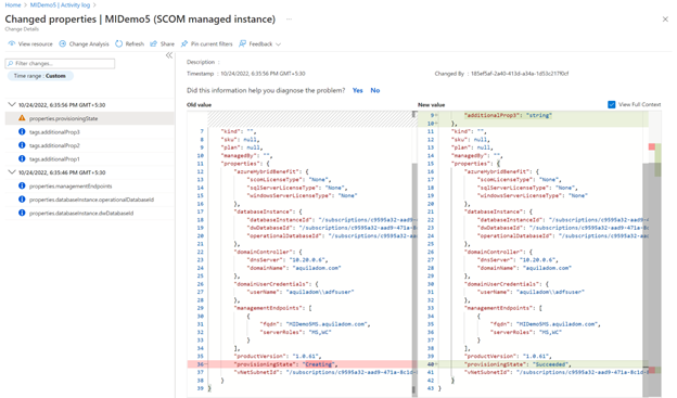 Snímek obrazovky se značkami spravované instance SCOM