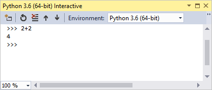 Snímek obrazovky s testováním Pythonu prostřednictvím interaktivního okna