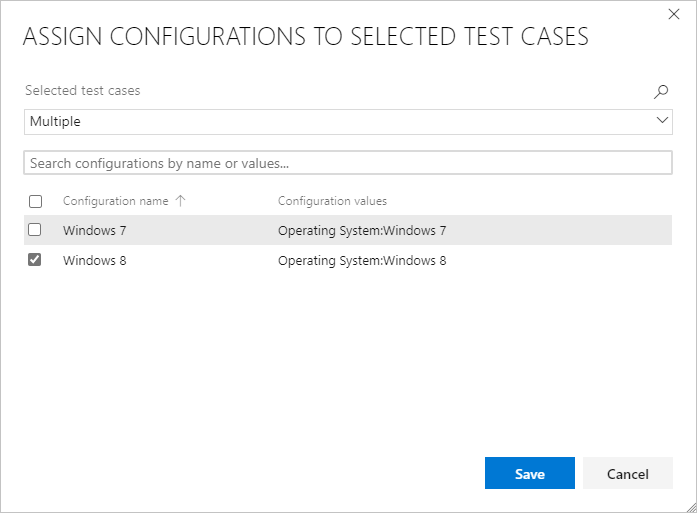 Snímek obrazovky ukazuje nastavení konfigurace testovacího případu.