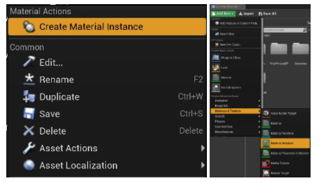 Vytváření instancí materiálu v Aplikaci Unreal