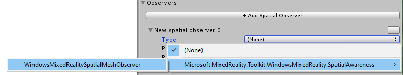 Vyberte implementaci prostorového pozorovatele.