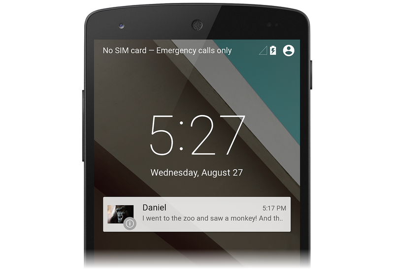 Screenshot of notification appearing on the lock screen