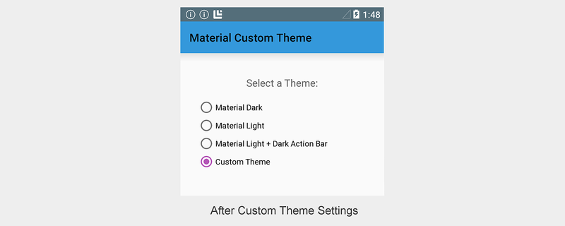 Custom theme appearance after customizations