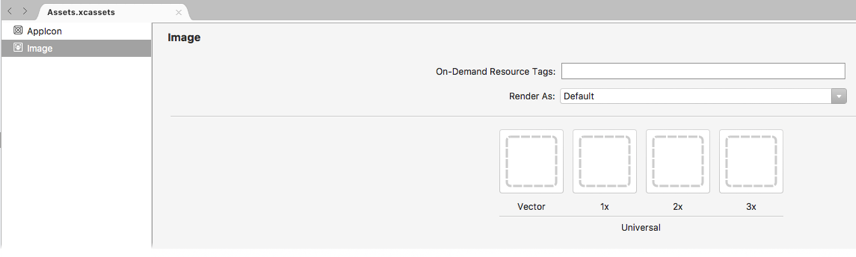 Snímek obrazovky s novou sadou obrázků v katalogu assetů v sadě Visual Studio pro Mac