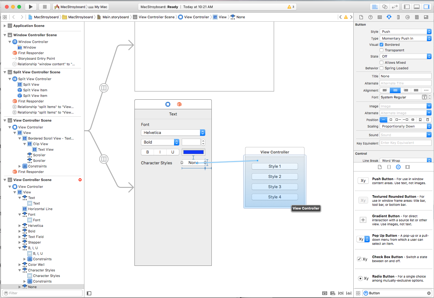 Dragging to create a new segue in View Controller.