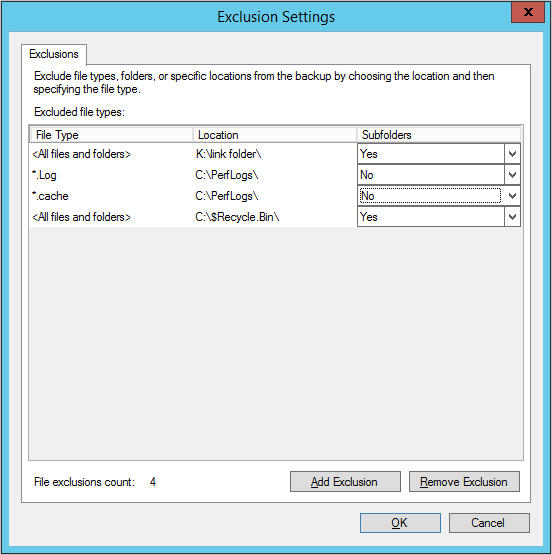 Screenshot shows how to select subfolder types.