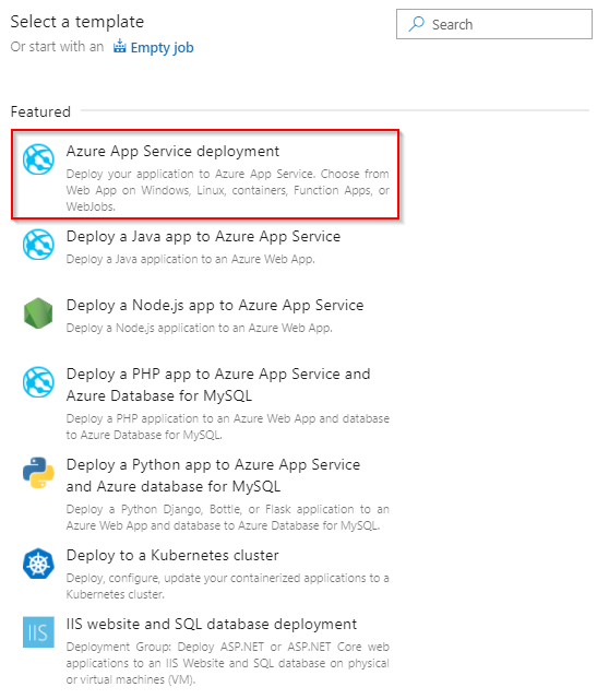 Azure App Service template