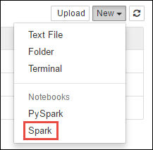 Create a new Spark Jupyter Notebook.
