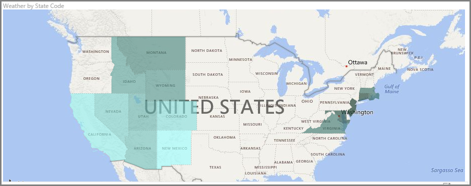 Billede af kort med forskelligt farvede stater.