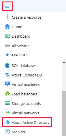Skærmbillede af Azure-portal med indstillingen Microsoft Entra ID fremhævet.