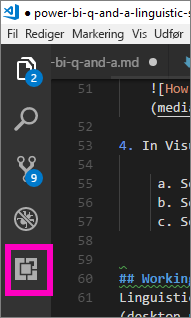 Screenshot of the left menu in Visual Studio Code with the Extensions icon highlighted.