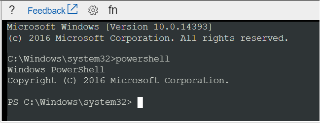 Screenshot of the output of the start PowerShell command.