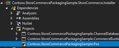Screenshot that shows the invalid Store Commerce installer project reference.