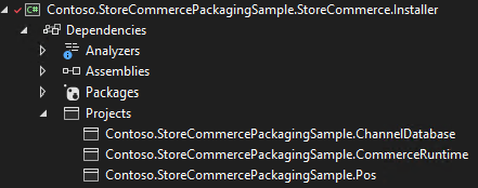Screenshot that shows the valid Store Commerce installer project reference.