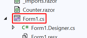 Die Datei „Form1.cs“ im Projektmappen-Explorer.