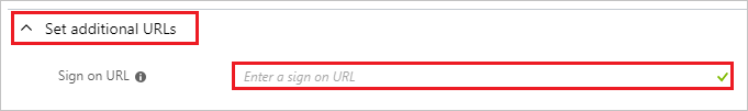 Screenshot showing where to set a sign-on URL for SP-initiated mode.
