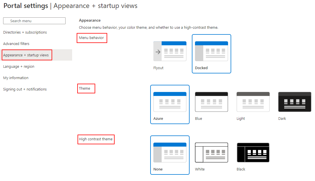 Screenshot: Abschnitt „Appearance“ (Darstellung) von „Appearance + startup views“ (Ansichten „Darstellung“ und „Startup“)
