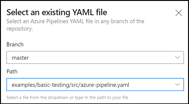 Auswählen einer vorhandenen YAML-Pipeline