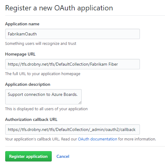 Registrieren Ihres Azure DevOps Server Projekts