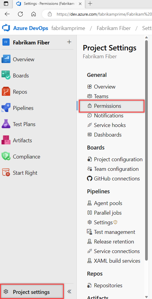 Open Project settings > Permissions