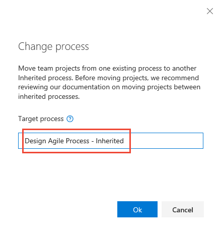 Change process to an inherited process dialog