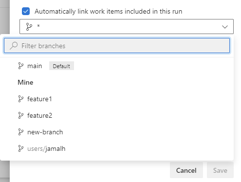 Automatically link work items included in this run.