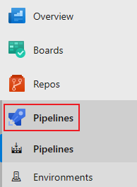 Screenshot mit geordneten Menüauswahlen für Pipelines.