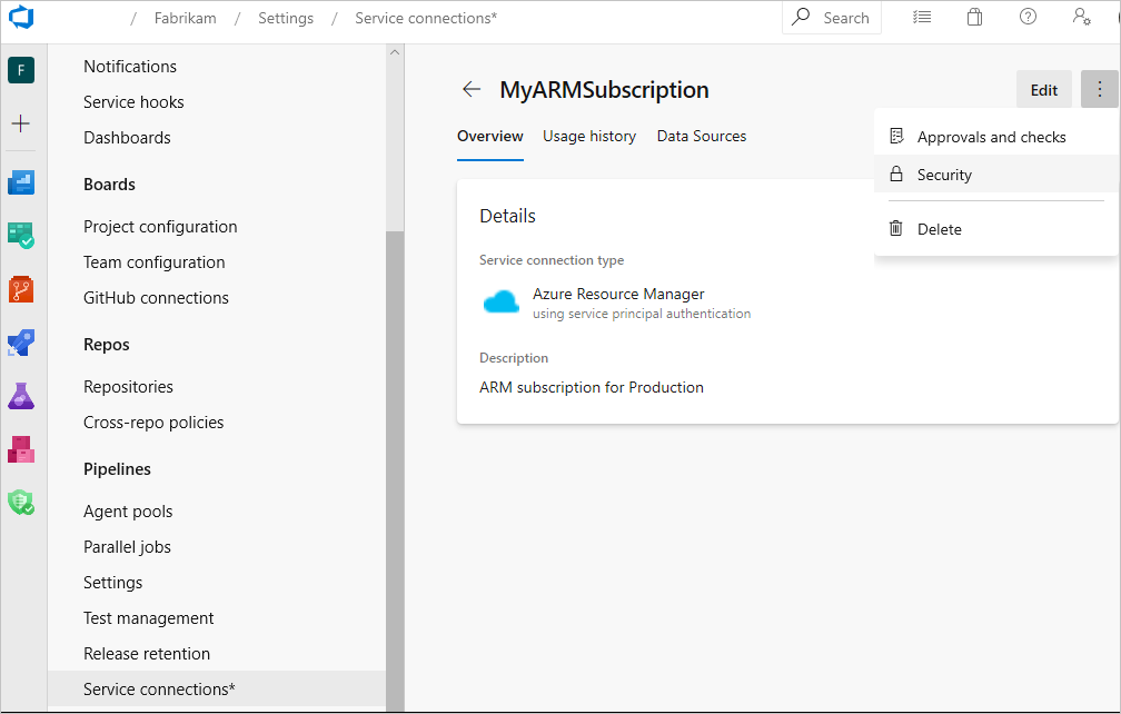 Azure Resource Manager more options