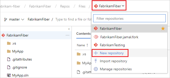 Screenshot of repository menu, select New repository.