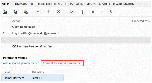 Converting existing parameters to shared parameters