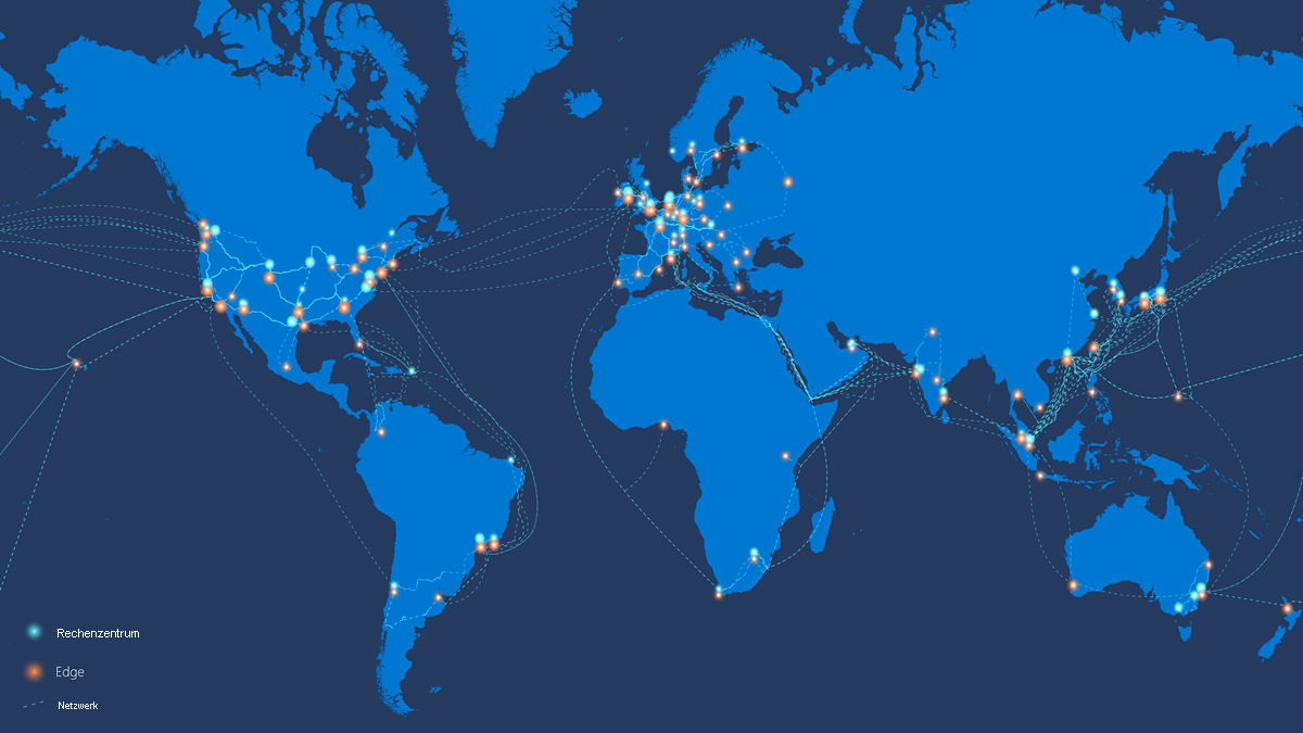 Diagramm des globalen Microsoft-Netzwerks.
