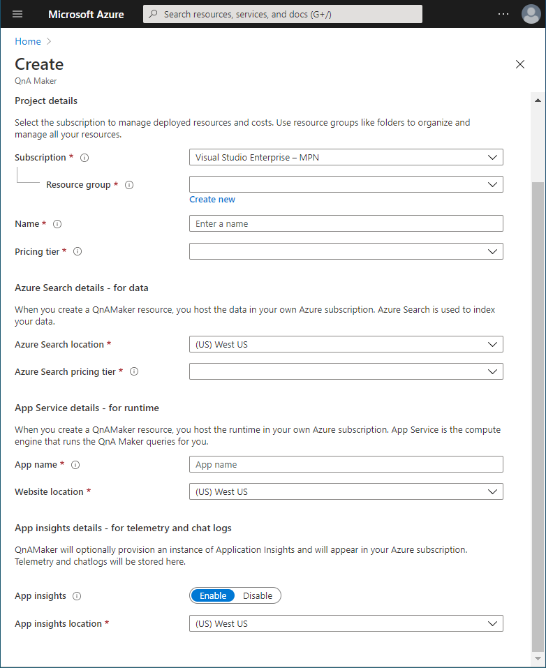 Create your QnA Maker knowledge base in Azure